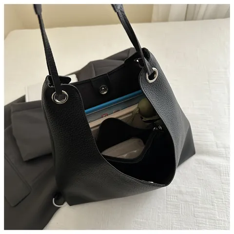Ensemble de Sacs Tote en Cuir PU Grande Capacité Vintage pour Femmes Sac à Épaule Minimaliste Avec Pochette pour le Quotidien