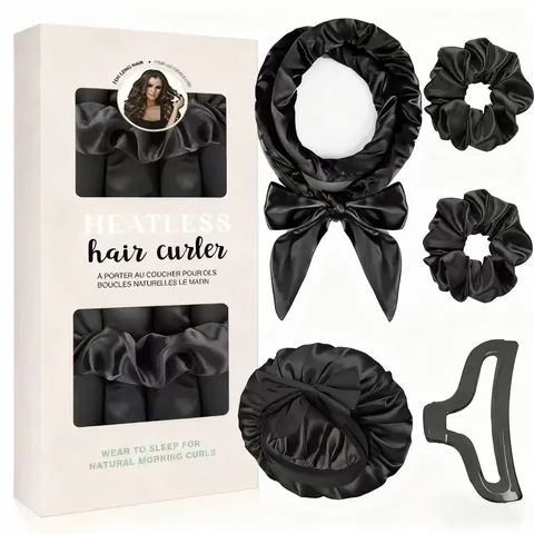 Hittevrije Satijnen Krulspelden Set Met Rollers Scrunchies Slaapmuts En Haarklem Voor Lang Haar Styling Tool Voor Dames