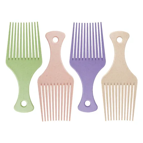 Wheat Straw Afro Pick Hair Comb For Men Women Retro Wide Tooth Detangling Styling Comb For Oil Head Curly Hair Barber Tool