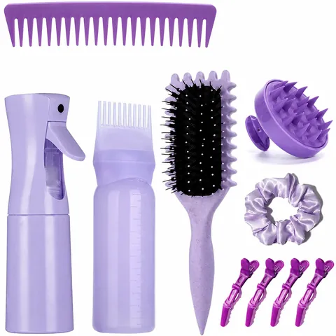 Professional Hair Styling Kit Including Spray Bottle Massage Brush Wide Tooth Comb Hair Clips Satin Scrunchie Women Beauty