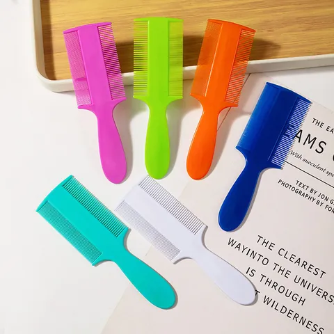 Peigne à Poux Double Face à Dents Fines pour le Nettoyage des Cheveux Élimination des Poux Masseur de Cuir Chevelu avec Poignée Ergonomique Peigne en Plastique