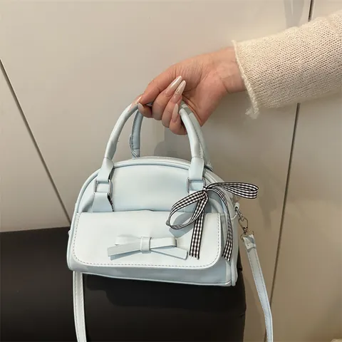Women Fashion Bowknot Handbag PU Leather Small Square Shoulder Crossbody Bag Versatile Ins Style Ladies Tote Bag 2025 Spring New