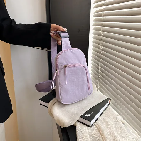 Women's Urban Minimalist Nylon Chest Bag Japanese Ins Style Lightweight Crossbody Sling Bag Adjustable Strap Waist Pack