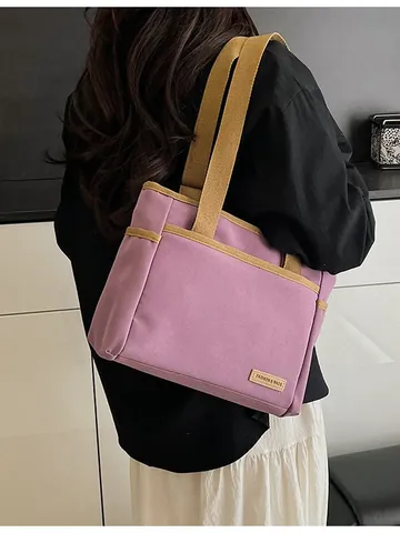 Damen Casual Segeltuch Tragetasche Große Kapazität Minimalistisch Einfarbig Umhängetasche Für Den Täglichen Weg Zur Arbeit