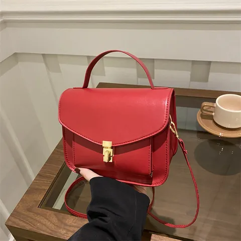Damen Vintage PU-Leder Kleine Quadratische Tasche Retro Schulter Umhängetasche Mit Metallschnalle Verstellbarer Riemen