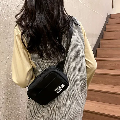 Streetwear Oxford Cloth Chest Bag For Men Women Fashion Letter Patch Adjustable Shoulder Strap Casual Waist Bag Crossbody Bag