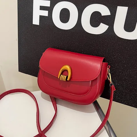 Damen Vintage Minimalistisch PU Leder Satteltasche Mit Goldener Schnalle Umhängetasche Retro Kleine Handtasche Für Den Alltag