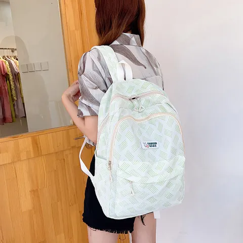 Lightweight Large Capacity Casual Backpack For Women Men High School Student Bag Geometric Texture Travel Rucksack Schoolbag