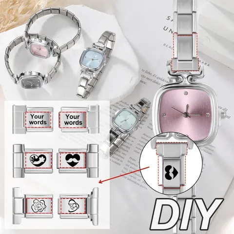 DIY Italian Charm Modular Bracelet Link Stainless Steel Connector For Jewelry Making Watch Band Accessory Polished Metal Link