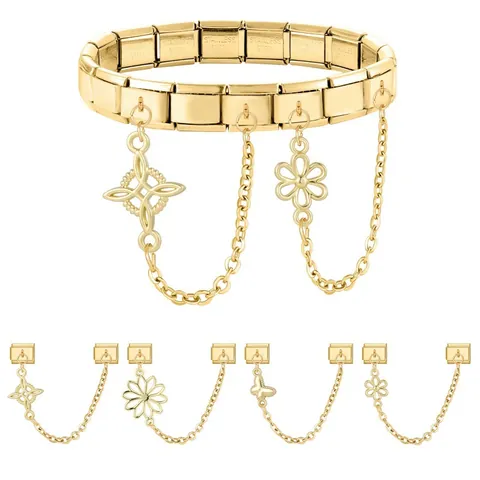Stainless Steel Italian Charm Links For Bracelet DIY Jewelry Making Gold Butterfly Flower Daisy Charms For Women Fashion Accessories