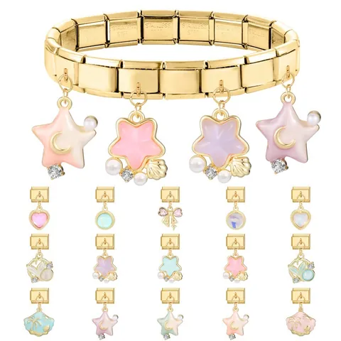 Edelstahl Italienische Charm Armband Glieder Vergoldet DIY Emaille Herz Stern Muschel Meerjungfrau Schwanz Schmuckanhänger