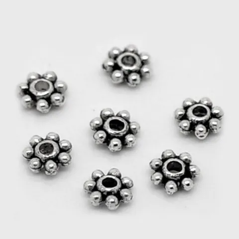 Perline Distanziatrici a Fiore Fiocco di Neve Argento Antico Lega di Zinco Retro Daisy Spacer Perline per DIY Bracciale Collana Gioielli
