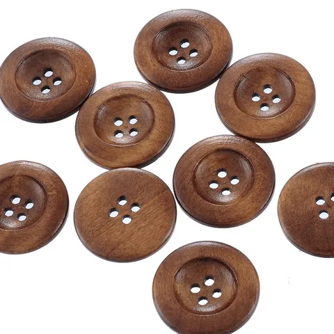 Botones de Madera Café Redondos de 4 Agujeros Botones de Costura Cóncavos Para Abrigos Suéteres Ropa Accesorios de Artesanía DIY