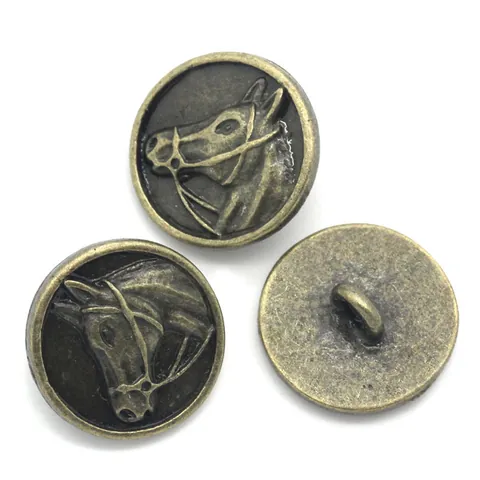 Antik-Bronze Rund Pferdekopf Gravur Zinklegierung Ösenknöpfe Retro Metallknöpfe Für Nähen Mantel Jacke Anzüge Zubehör