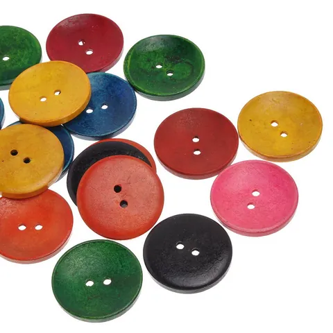 Botones de Madera Redondos de Colores Mezclados Dos Agujeros Botones Decorativos para Costura Manualidades Accesorios de Ropa