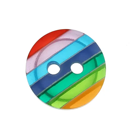 Regenbogen Gestreifte Runde Harzknöpfe Zweiloch Runde Verschlüsse Für Nähen Basteln DIY Dekoration Zubehör