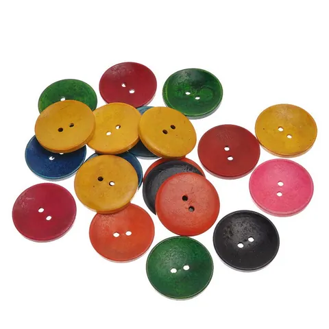 Botones de Madera Redondos de Colores Mezclados Dos Agujeros Botones Decorativos para Costura Manualidades Accesorios de Ropa