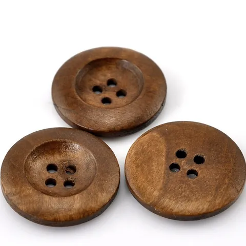 Botones de Madera Café Redondos de 4 Agujeros Botones de Costura Cóncavos Para Abrigos Suéteres Ropa Accesorios de Artesanía DIY
