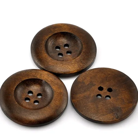 Botones de Madera Redondos Café Oscuro 35mm Cóncavos 4 Agujeros Botones de Madera para Coser DIY Artesanía Abrigos Suéteres Decoración