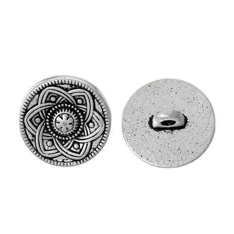 Vintage Runde Antiksilber Zinklegierung Ösenknöpfe Geschnitzte Blumenmuster Metallknöpfe Für Grabenmantel Nähen DIY Handwerk