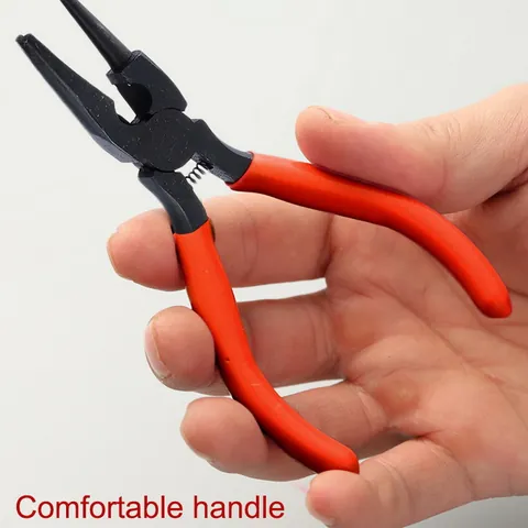 Stainless Steel Red Round Nose Pliers For Jewelry Making Manual DIY Craft Tools Non Slip Handle Spring Loaded Needle Nose Tool