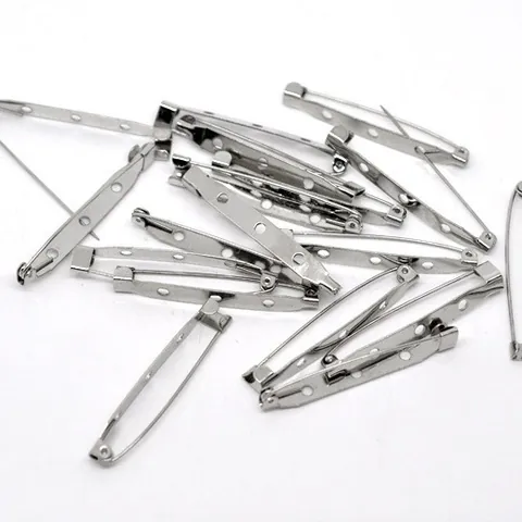 Metal Brooch Pin Backing Multi Hole Safety Bar Pin Base Findings For DIY Jewelry Making Badges Silver Tone Component