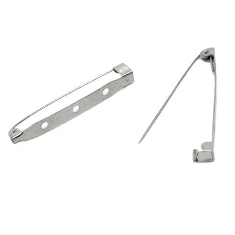 Metal Brooch Pin Backing Multi Hole Safety Bar Pin Base Findings For DIY Jewelry Making Badges Silver Tone Component