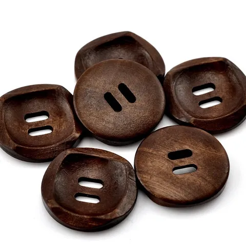 Botones de Madera Redondos Vintage Color Café con Doble Agujero para Abrigo Costura Manualidades DIY Cierres Decorativos Grano de Madera