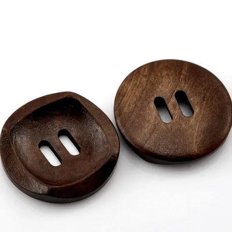 Botones de Madera Redondos Vintage Color Café con Doble Agujero para Abrigo Costura Manualidades DIY Cierres Decorativos Grano de Madera