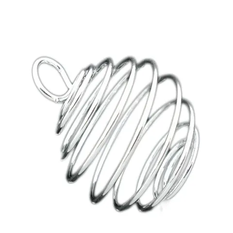 Pendentif Cage à Perles en Spirale Alliage Plaqué Argent sans Nickel Support Lanterne Bobine Accessoires de Bijouterie pour Pierres