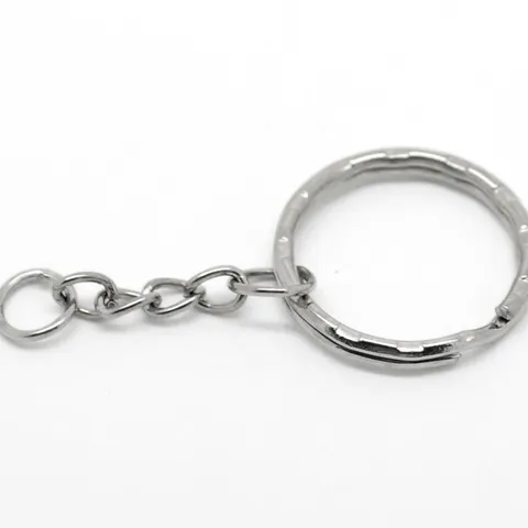 Minimalist Iron Keychain Ring With Split Circle And Short Chain For DIY Jewelry Making Findings Accessory Silver Color