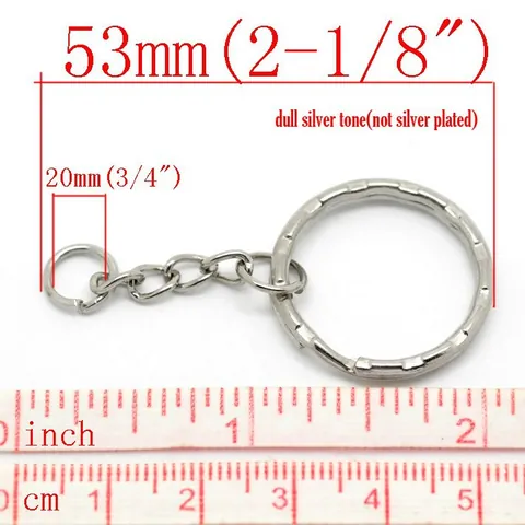 Minimalist Iron Keychain Ring With Split Circle And Short Chain For DIY Jewelry Making Findings Accessory Silver Color