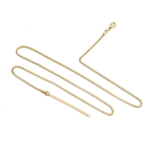 Minimalist Stainless Steel Box Chain Necklace For Women Gold Plated Square Link Chain With Lobster Clasp And Adjustable Extender