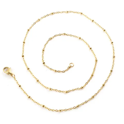 Gold Plated 304 Stainless Steel Round Bead Satellite Chain Necklace For Women Minimalist Fashion Jewelry Lobster Clasp