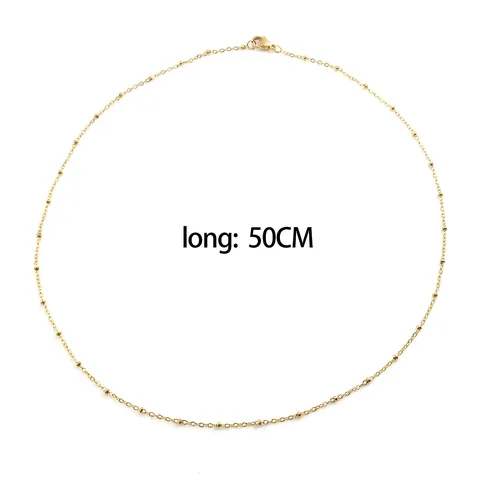 Gold Plated 304 Stainless Steel Round Bead Satellite Chain Necklace For Women Minimalist Fashion Jewelry Lobster Clasp