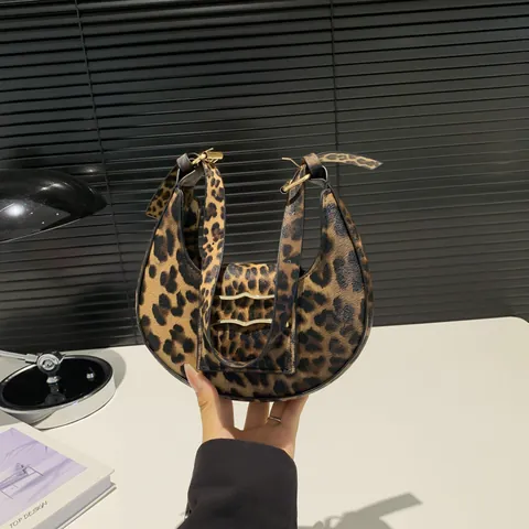 Damen Fashion Tierdruck Unterarmtasche PU Leder Leopard Zebra Kuh Hahnentritt Muster Hobo Umhängetasche Mit Goldener Metallschnalle Alltagstasche