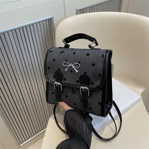Mini Zaino da Donna in Pelle PU Tessuto Fiocco Pois Stampa Cuore Borsa a Mano Moda Borsa da Scuola Zainetto Casual per Studenti