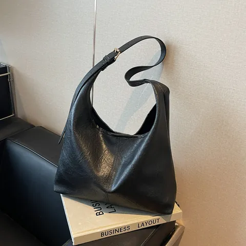 Dames Grote Capaciteit PU Leer Hobo Tote Bag Vintage Koreaanse Stijl Effen Kleur Casual Schoudertas Voor Dagelijks Woon Werkverkeer