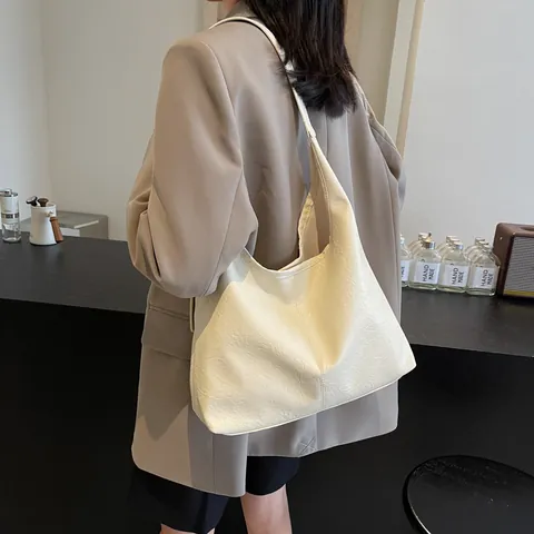 Dames Grote Capaciteit PU Leer Hobo Tote Bag Vintage Koreaanse Stijl Effen Kleur Casual Schoudertas Voor Dagelijks Woon Werkverkeer