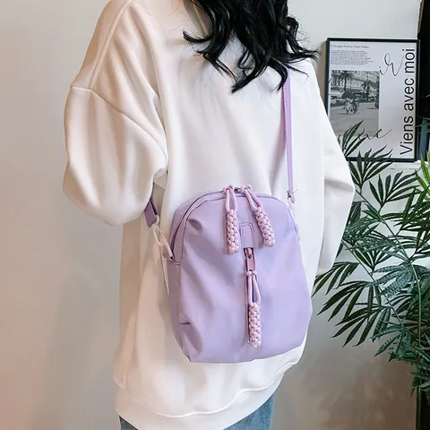 Bolso Bandolera de Nylon para Mujer Pequeño Bolso Mensajero Con Cremallera Trenzada Bolso de Hombro Casual Deportivo Diario
