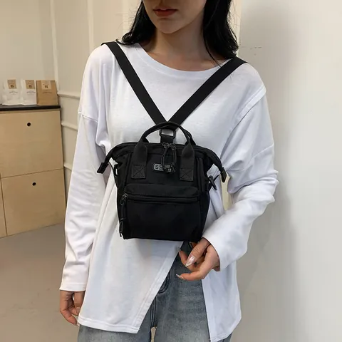 Women's Casual Canvas Crossbody Bag Fashion Sport Mini Tote Handbag With Multi Pocket Adjustable Strap Daily Shoulder Bag