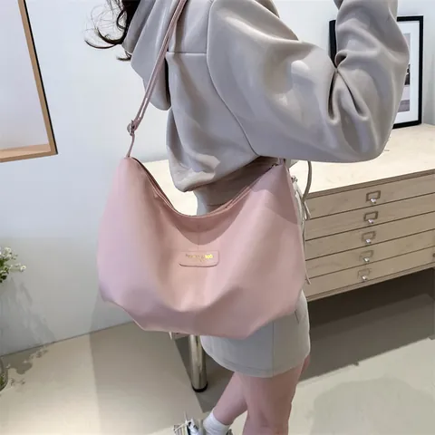 Large Capacity Urban Fashion PU Leather Hobo Bag Minimalist Solid Color Shoulder Bag For Women Half Moon Underarm Purse