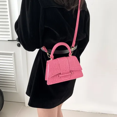 Borsa a Mano da Donna in Pelle PU Intrecciata Stile Francese Elegante Minimalista Trapezoidale Borsa a Tracolla Quotidiana Donna