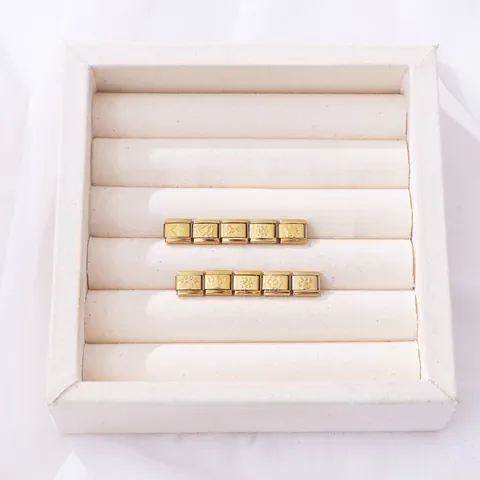 Maillons de Charm Italien en Acier Inoxydable Or pour Bracelet DIY Relief Soleil Fleur Cœur Patte Ange Accessoire Bijoux Modulaire