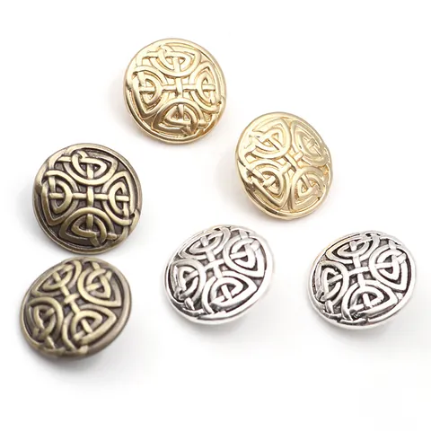 Vintage Round Alloy Metal Buttons Celtic Knot Shank Buttons For Coat Suit Sewing DIY Crafting Clothing Accessories