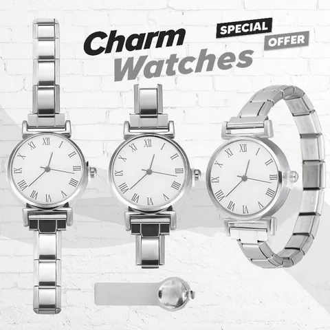 Vintage Roestvrij Staal Modulair DIY Horloge Kop En Band Voor Vrouwen Italiaanse Charm Stijl Armband Horloge Romeinse Cijfers Wijzerplaat Cadeau