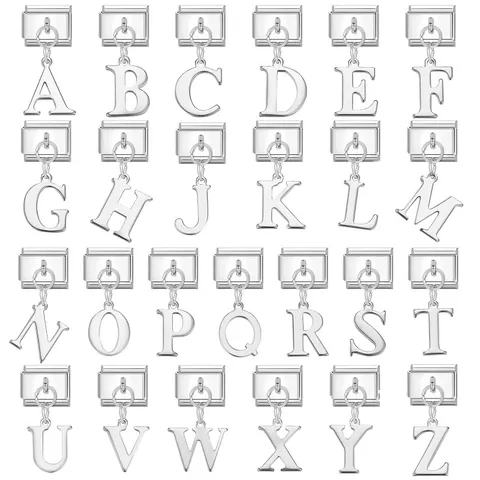 Pendente in Acciaio Inossidabile per Bracciale Modulare con Lettera Alfabeto Accessorio per Gioielli Fai da Te Argento Lucido