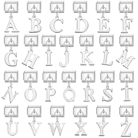 Pendente in Acciaio Inossidabile per Bracciale Modulare con Lettera Alfabeto Accessorio per Gioielli Fai da Te Argento Lucido