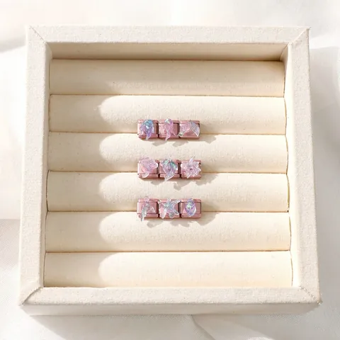 Italian Charm Bracelet Links Stainless Steel Rose Gold Marine Theme DIY Jewelry Findings Iridescent Resin Sea Shell Starfish Fish Tail Modular Charms For Women