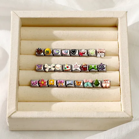 Italienisches Charm Armband Modulare Glieder Edelstahl DIY Schmuckherstellung Herz Blume Schleife Tier Frucht Charms Damen